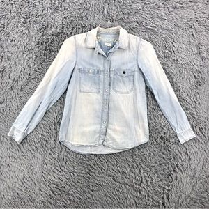 Madewell Shirt Womens XS Chambray Button Down Acid Washed Denim Top